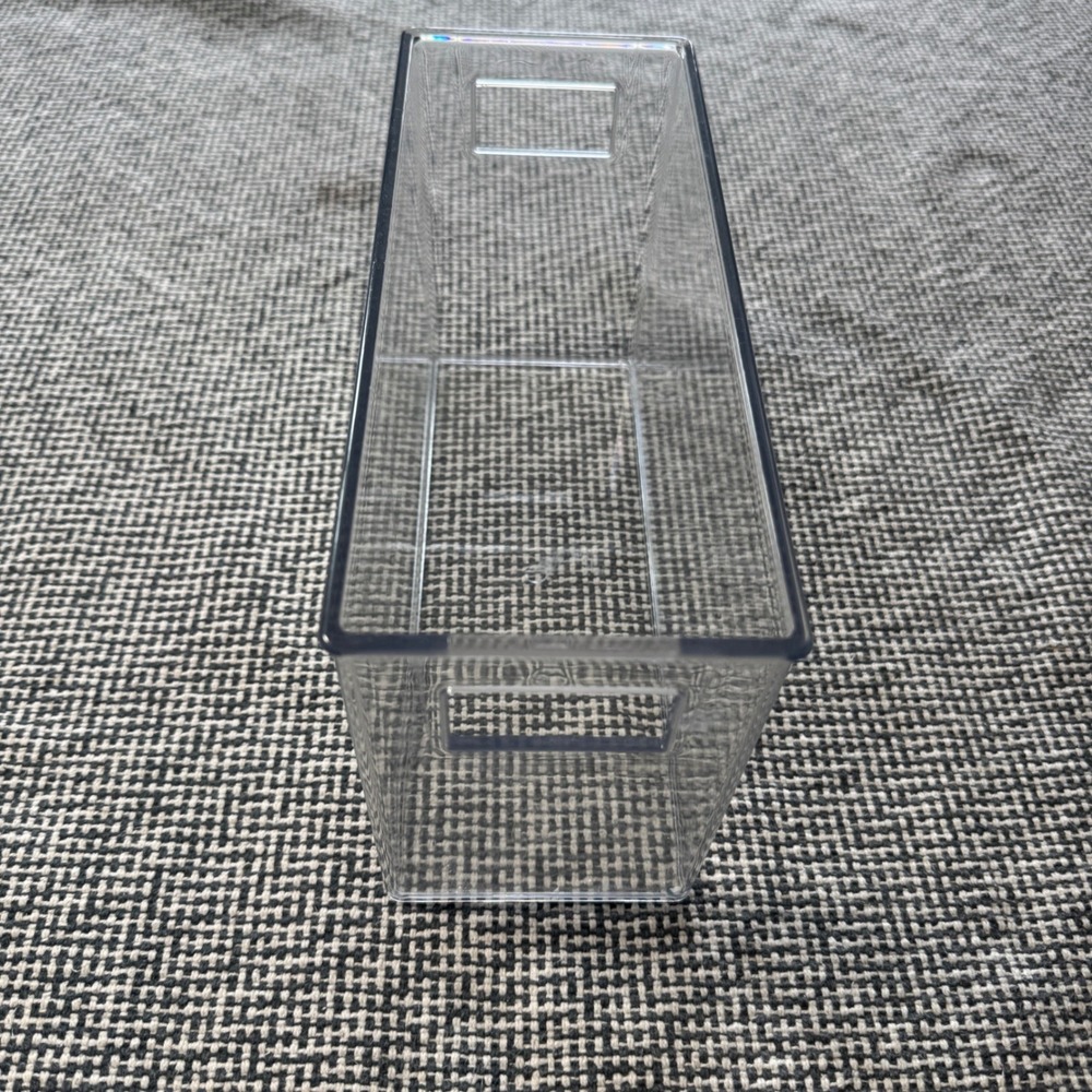 Clear Plastic Storage Bin with Handles Rectangular Organizer 10x4x6 Inch